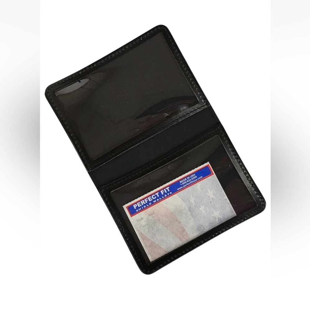 Perfect Fit Made in USA Black LEATHER Wallet with ID Window